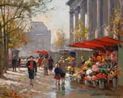 Flower Seller at the Madeleine - 爱德华·科尔特斯